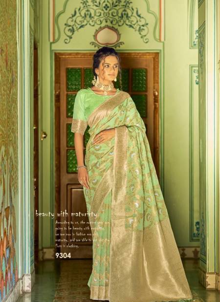Pista Green Colour Rajpath Aksaya Fancy Festive Wear Designer Latest Saree Collection 9304
